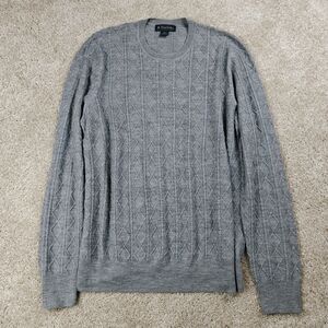 Brooks Brothers Merino Wool Sweater Men's XL Gray Minimalist Lightweight Italian